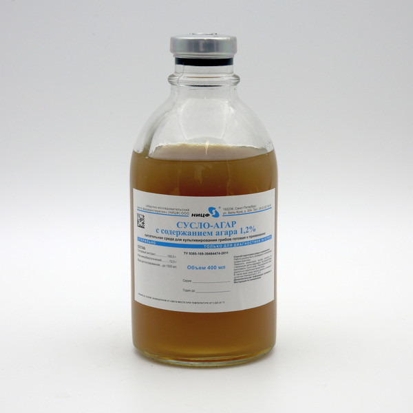 Сусло-агар, 1,2% агара, 400 мл.